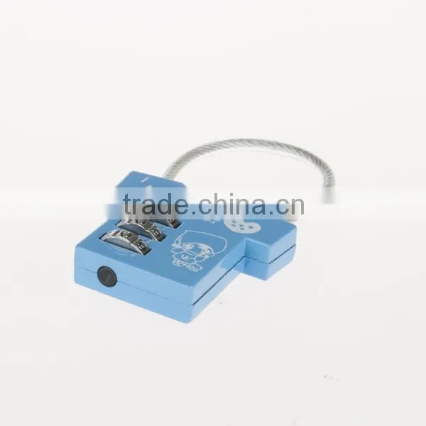 Children gift fashion lock 3 digital clothes cable lock