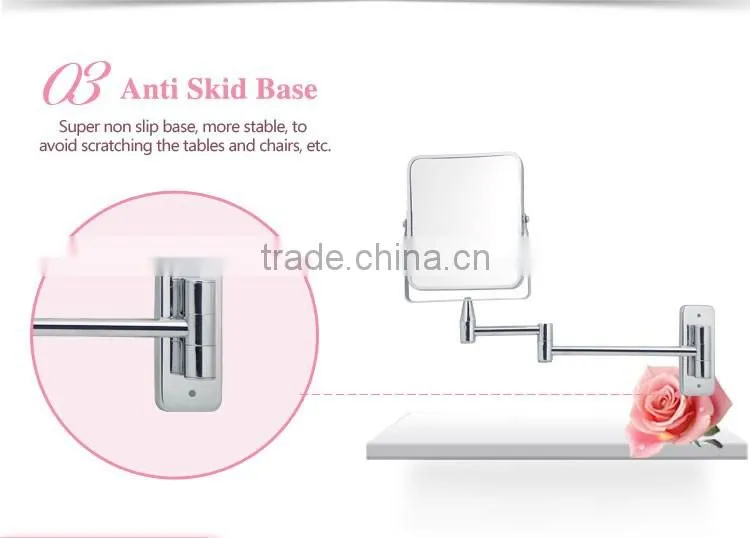 Double sides extensible chrome wall mount makeup mirror