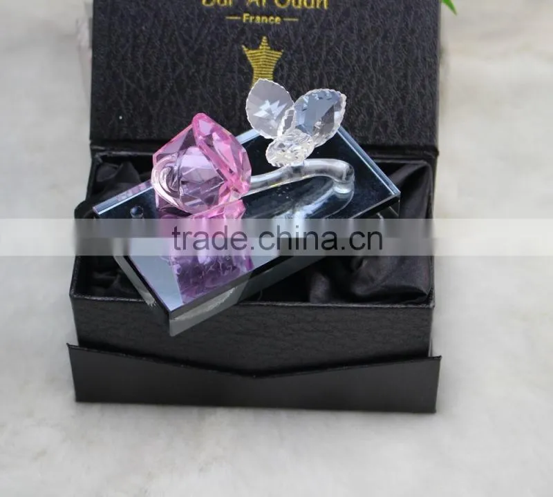 Factory directly sale hot seller high quality crystal rose with base togther for hot selling