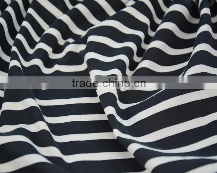 Jiufan Textile Stripe Printed Spun Polyester Spandex Single Jersey Knit Ponte Roma Fabric
