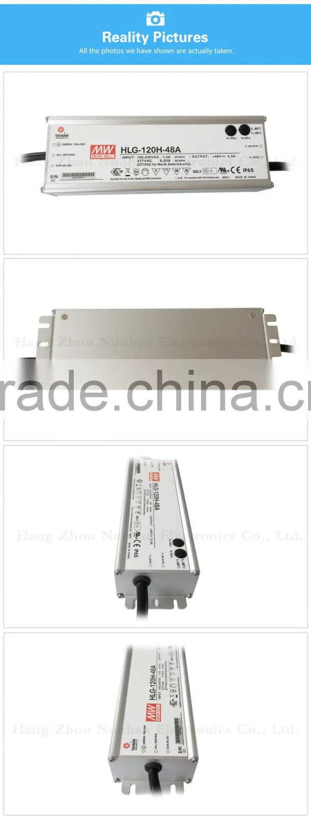 IP65 Meanwell HLG-120H-48A 120w 48v pwm dimmable led driver