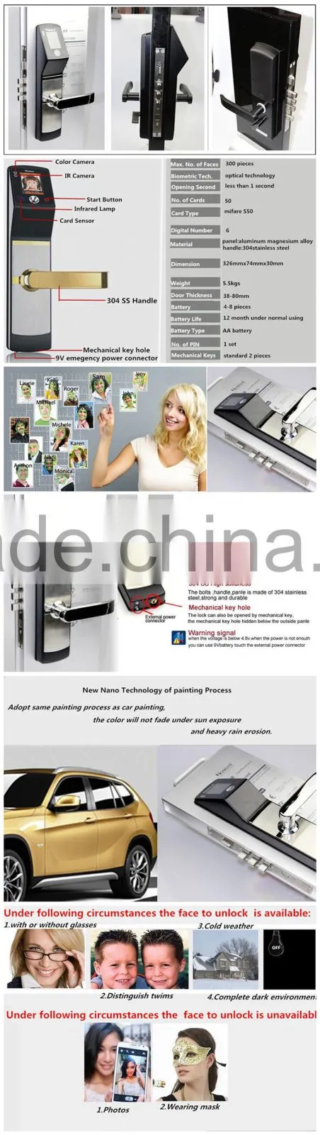 Advanced user-friendly Facial Recognition Access Door Lock