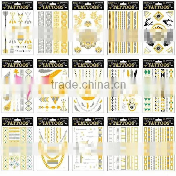 Fashionable custom metallic temporary tattoo sticker