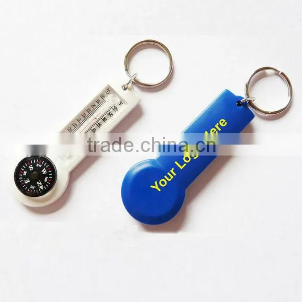 Pocket Compass Keychain with Thermometer
