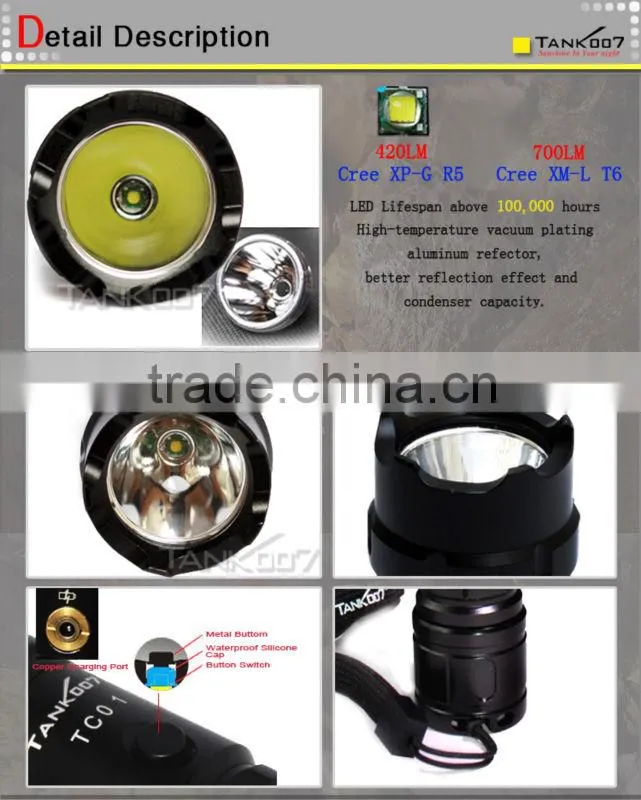 CREE rechargeable police torch TANK007 TC01