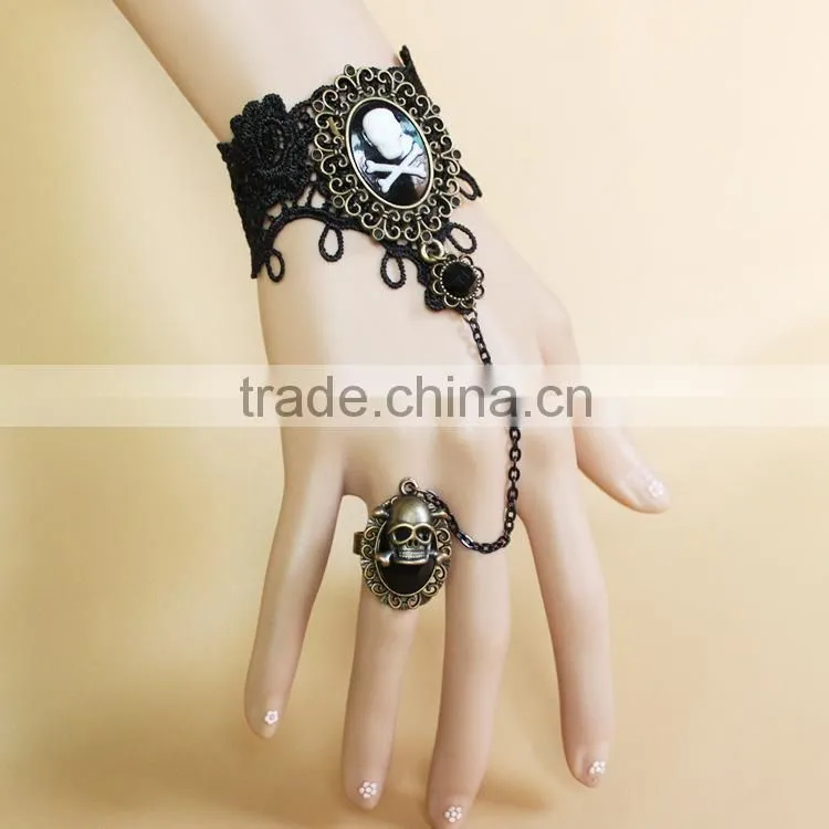 hallowmas skull vintage bracelet for women, vintage slave bracelet