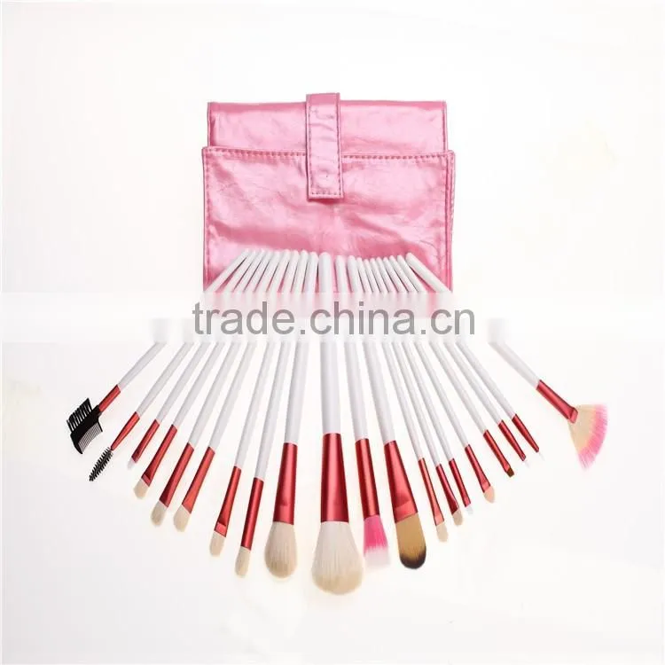 New White Handle Makeup Brushes Set 20 pcs Professional Make Up Tool Kit With Pink Pouch