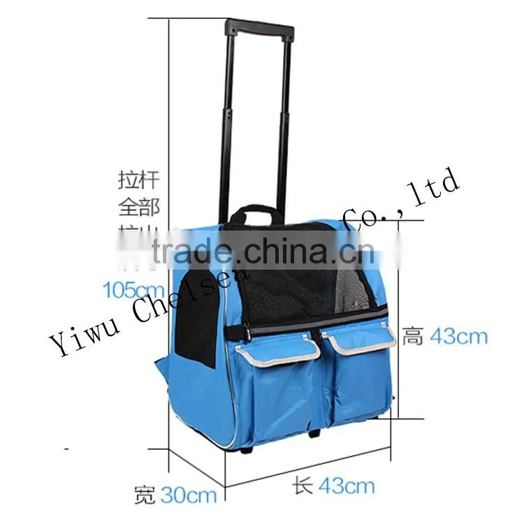 Backpack Pet Carrier on wheels travel rolling Luggage dog bags walking with mat