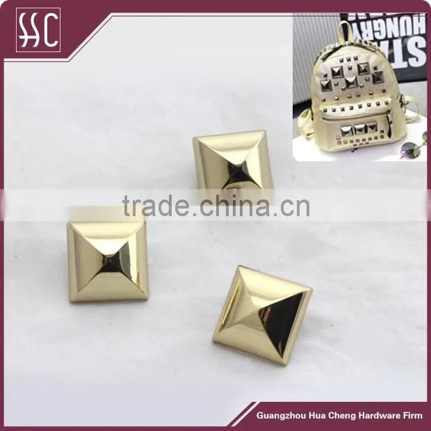 Gold metal square rivets for handbag in Guangzhou