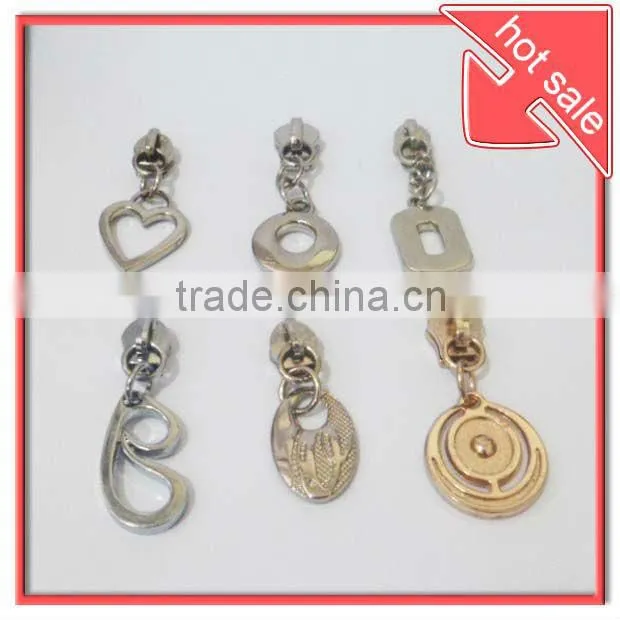 wholesale decorative metal zipper pullers, metal zipper sliders