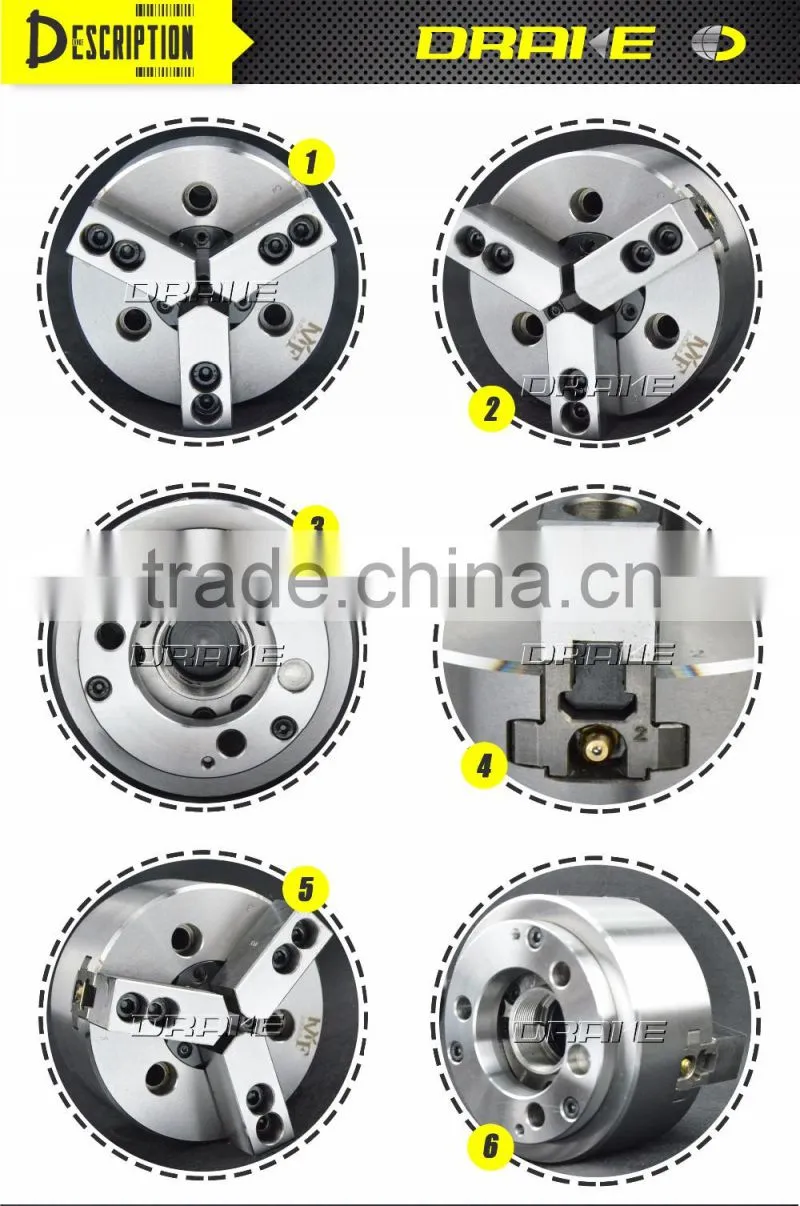 Type 3 Jaw 15 Inch Stationary Thru-hole Dynamic Hydraulic Power Chuck