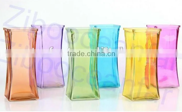 Colorful Square Glass Vase