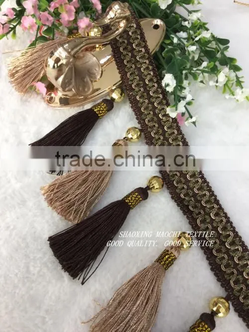 wholesale tassel fringes with two different colors for Home Textile Accessory