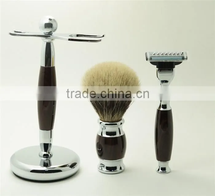 Hot Sale Metal Shaving Bowls Luxury Razors Real Badger Hair Brushes Shaving Set