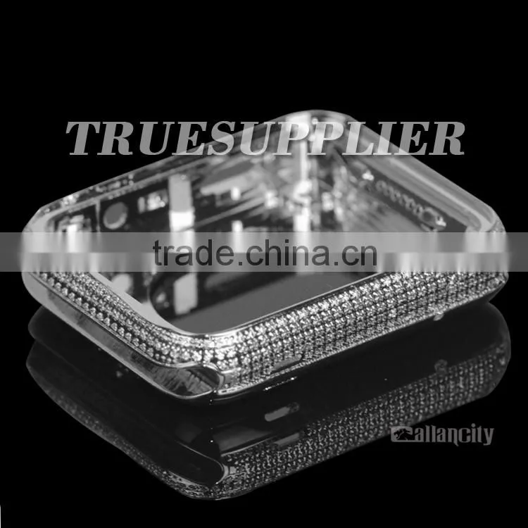 Factory Price Luxurious Silvery Back Cover with Diomand for Apple Watch Housing Gold Plating Case for Apple Watch with Diomands