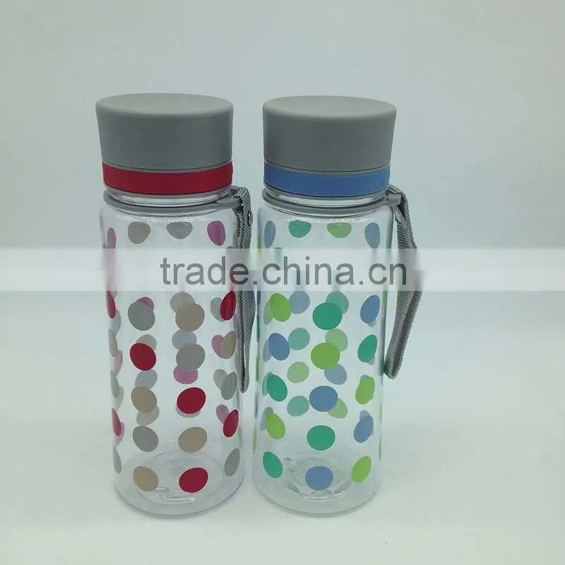 600ml carry strap BPA Free flip up hydration sports bottle with decal