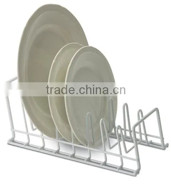 Kitchen Use Epoxy Coated White Cabinet Plate Rack/ Dish Rack and Lid Holder