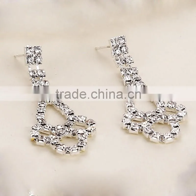 Latest diamond wedding accessories tiara necklace earrings jewelry set