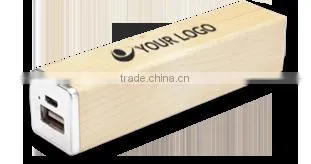 Square Wooden Universal Portable Power Bank 2600Mah Promotional Gifts For Mobile Phones
