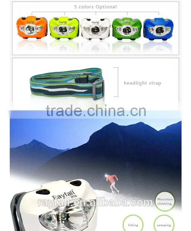 Amazon hot selling 3 aaa battery super bright rohs headlamp oem with logo