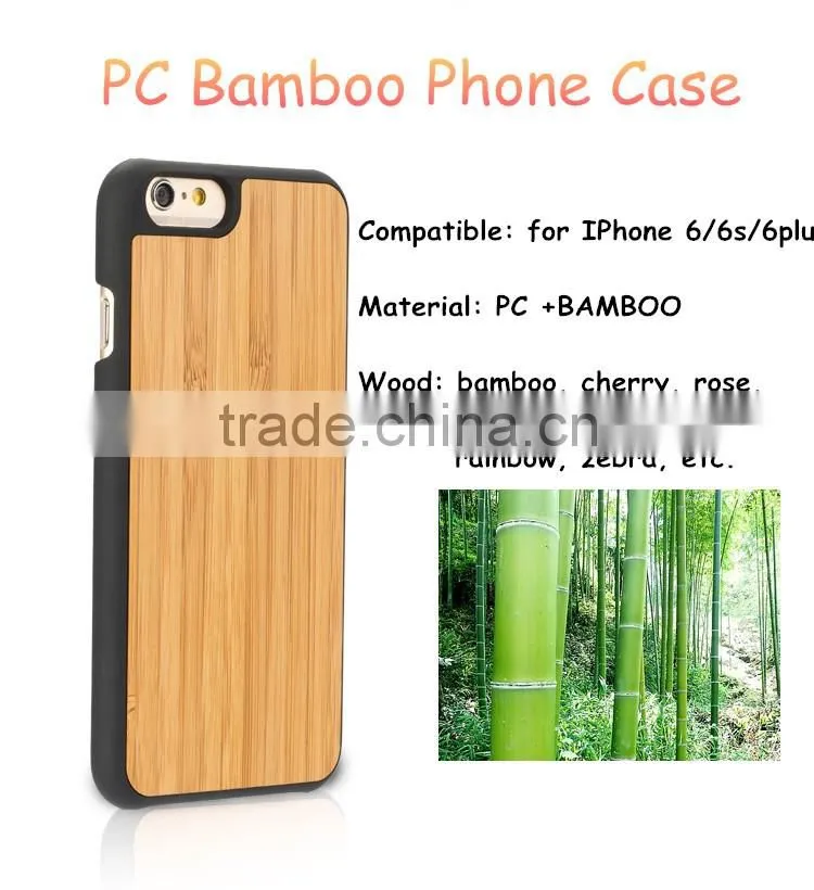 New Idea of Mix material Phone case PC and Bamboo Mobile cover for IPhone 6/6s/6 plus