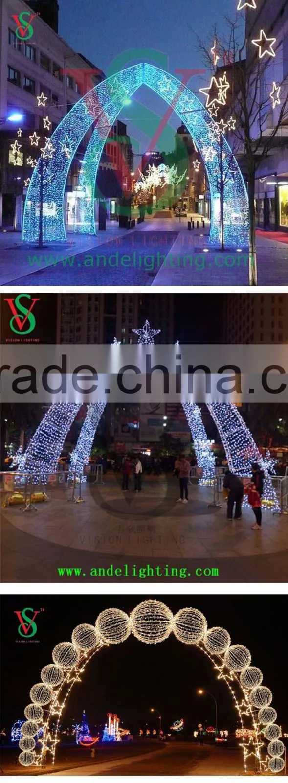 Wholesale new motif arch outdoor solar christmas decoration light