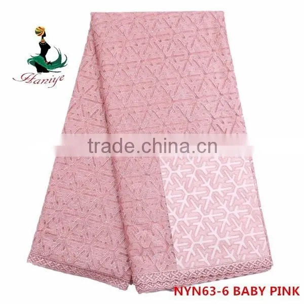 Haniye 2016 fushia african lace fabrics embroidery french tulle lace fabric/NYN63