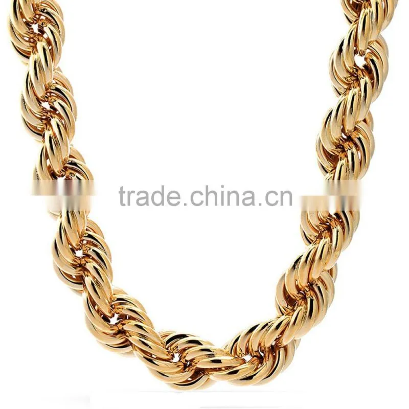 Jingli Jewelry high quality 18k gold chain IP plated rope chain necklace dubai new gold chain design for men(SC-009)