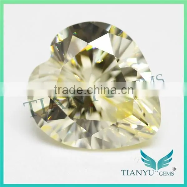 Hot Sale Products Synthetic Zircon Gemstone Heart Cut L-Yellow CZ Gems Stone