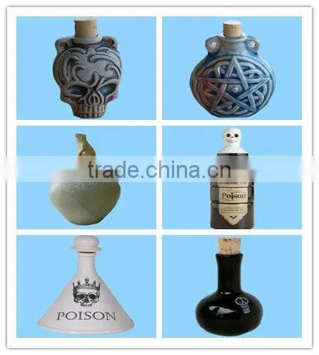 Ceramic 3 Skulls Black Potion Bottles Wholesale