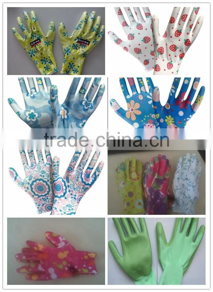 women's flower nylon nitrile garden glove