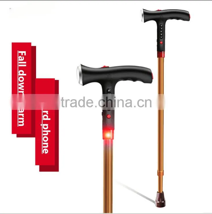 Multi-funcational intelligent walking stik, Adjustable height,Soft rabber base,Long standby for one-time charge,Big button
