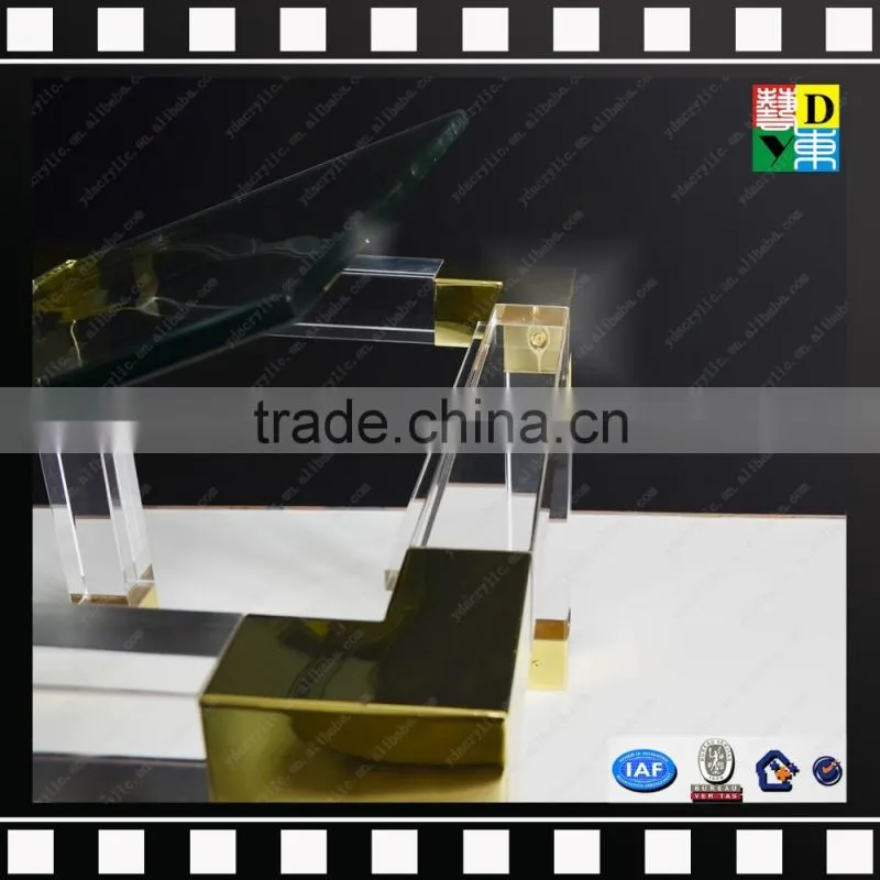Clear acrylic cube 2 layers coffee tables with metal from shenzhen yidong