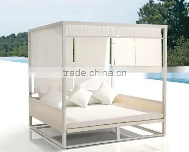 Fashion aluminium sunbed outdoor sofa bed with canopy