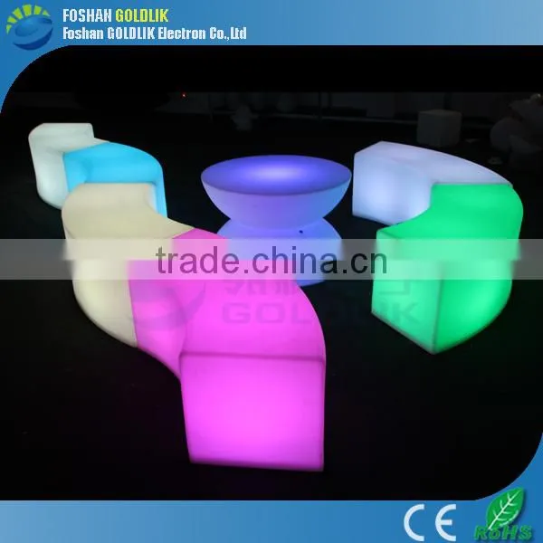 GKW-043BD led lighting furniture light up led bar table with glass top