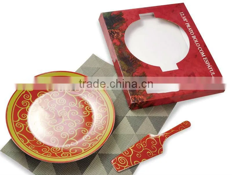 Porcelain Holiday Decorations Cake Plate with Server,Perfect designs for Celebration