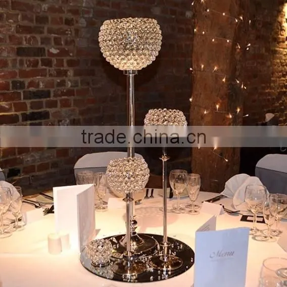 gold plated crystal ball wedding candle holder