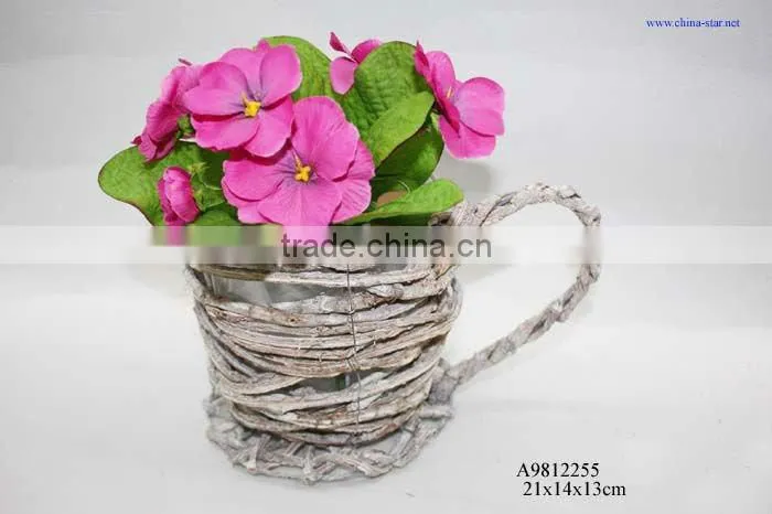 rattan flower basket with natural look