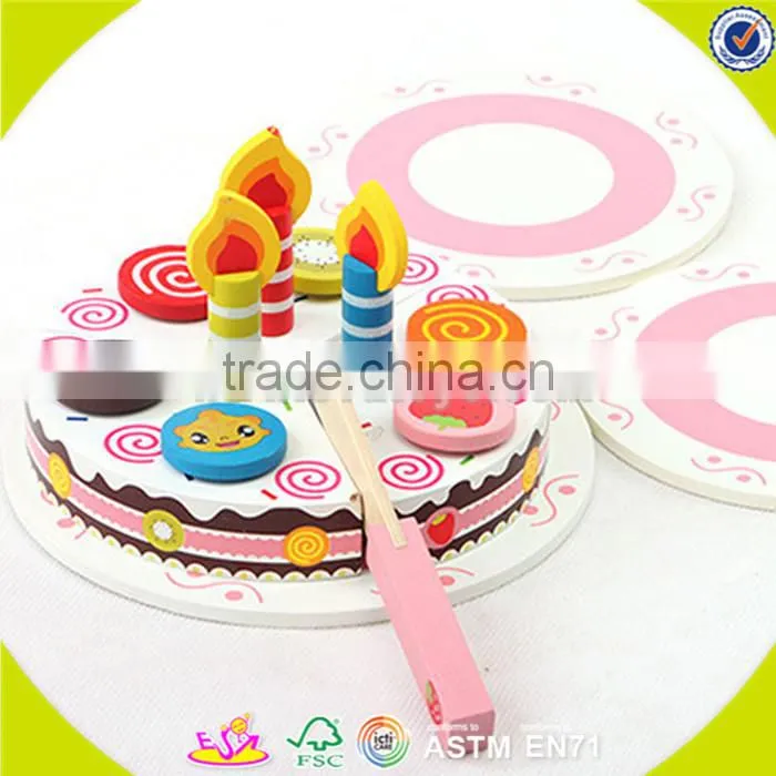 wholesale baby wooden cutting cake toy, creative kids wooden cutting birthday cake toy, funny wooden cutting cake toy W10B096