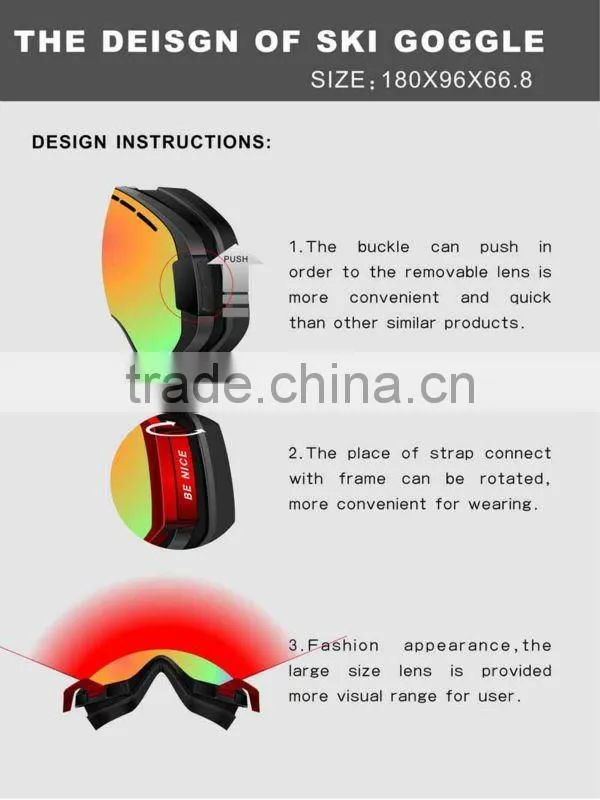 ski goggles camera,anti-fog custom snow goggles,mirrored ski goggle