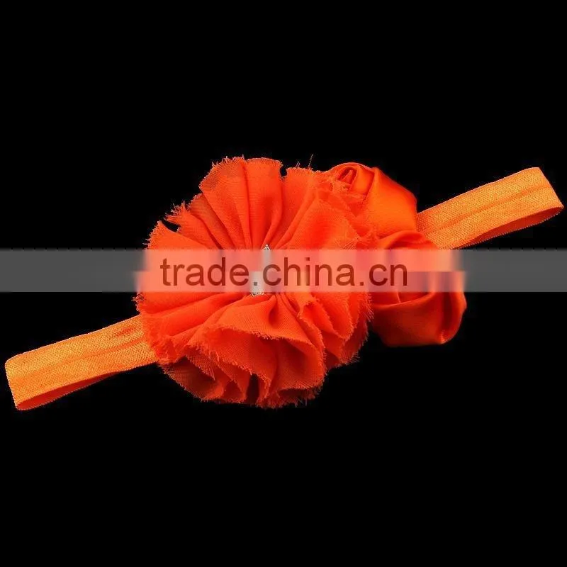chiffon flower and satin rose flower headband for kids hair accessories