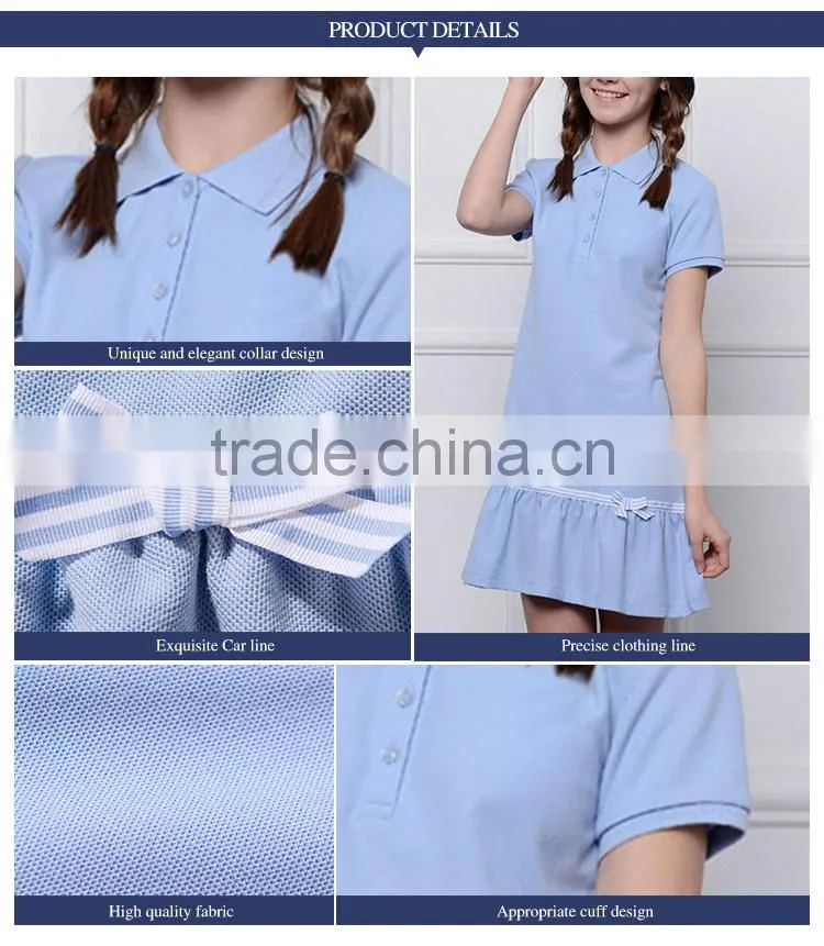 Children's College skirt 2017 summer school girls navy style short sleeved custom dress