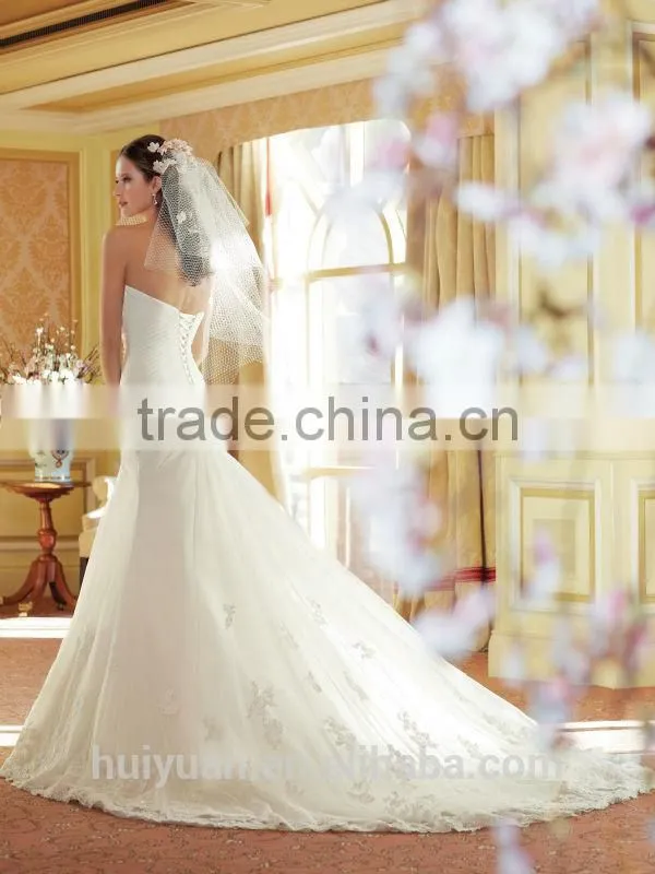 sexy white lace sleeveless mermaid wedding dress