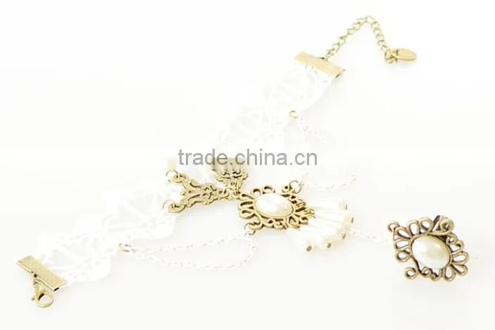 2015 hot selling lace bracelet&ring sets bride wedding jewelry set wholesale