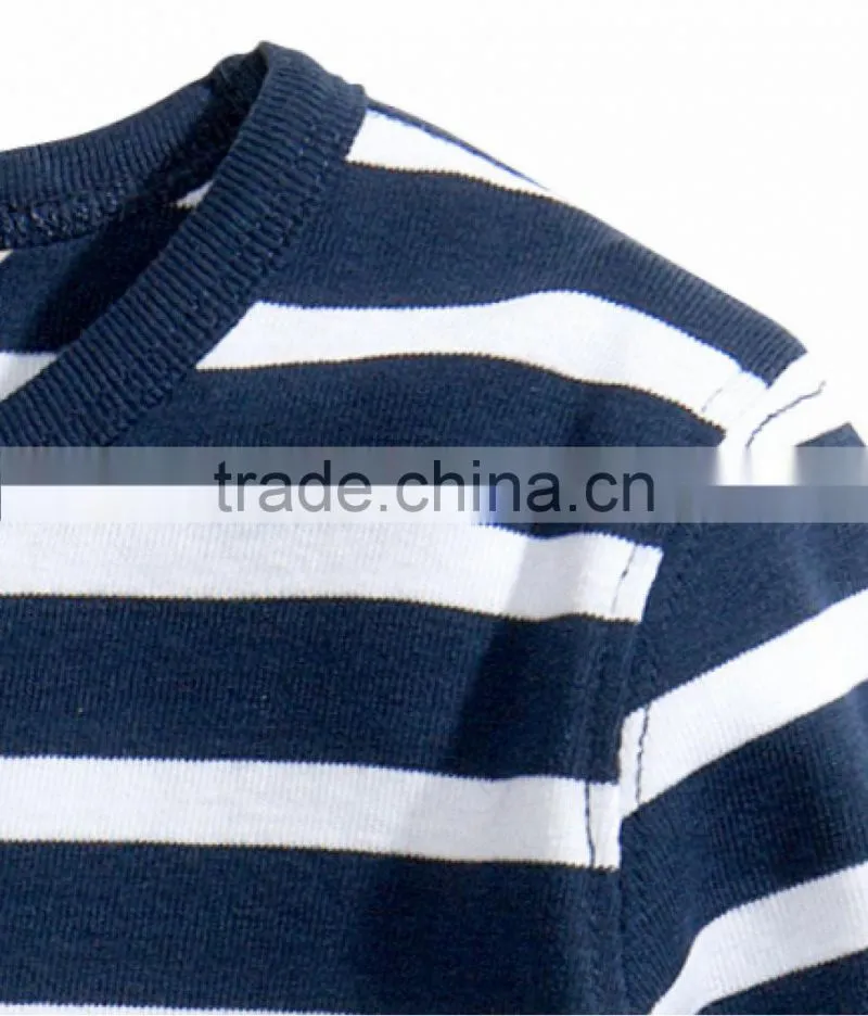 Comfortable striped 65 polyester 35 cotton kids t shirt