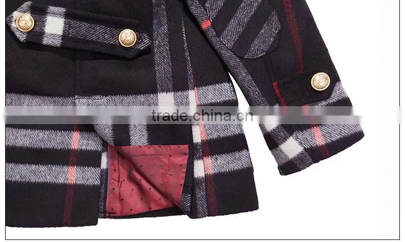 ELPA handsome kids coat rabbit hair fur collar winter warm wool overcoat