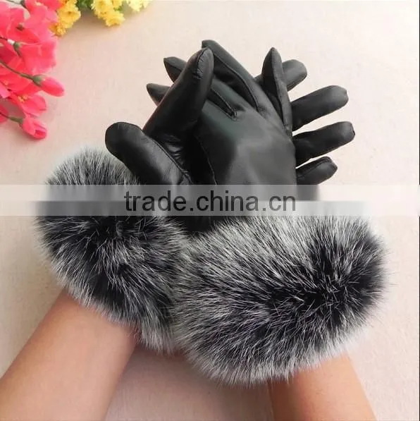lady fashion sheep leather gloves