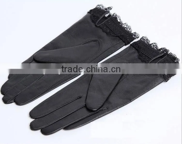 2014 fashionable flower woman china manufacturer leather gloves
