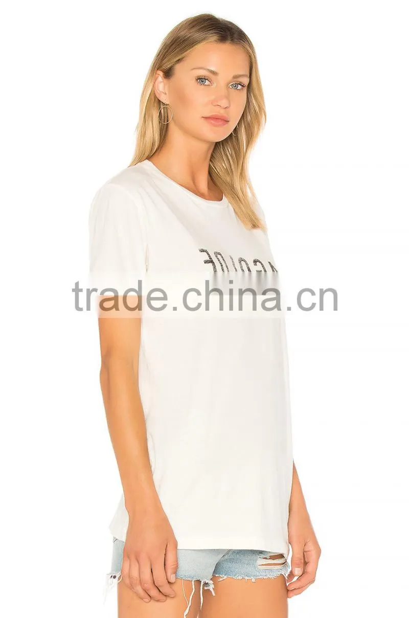 Guangzhou Best-Selling New Design Summer Casual 160g 100% Cotton Short Sleeve O-Neck Women's Custom T Shirt Printing