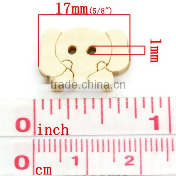 Wood Sewing Buttons Scrapbooking Elephant Head Natural 2 Holes 17x12mm